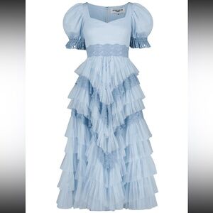 JessaKae Thumbalina Dress Blue Lace Tiered Size L